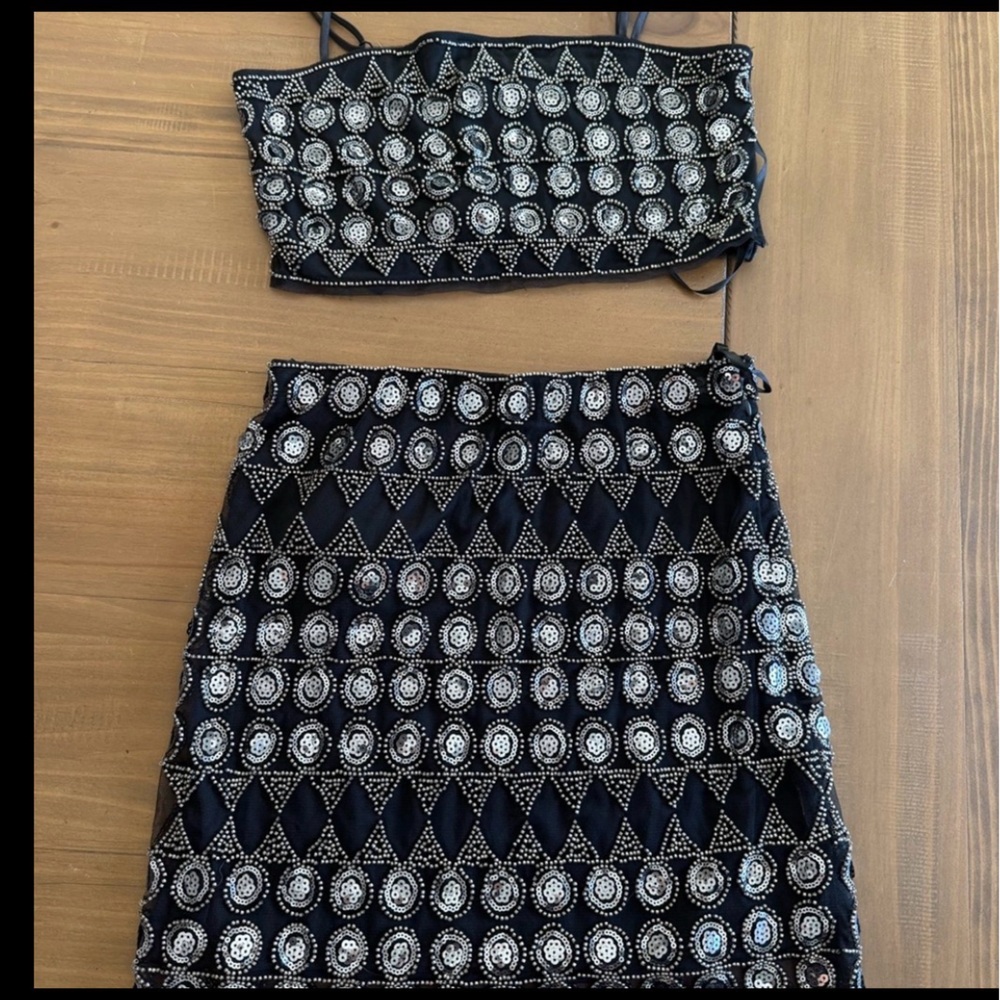 12thTribe Black and Silver Sequin and beaded Set